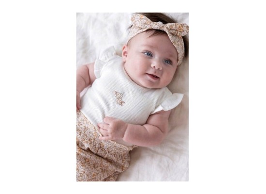 Krepp-Kleid Flügelarm Blumen Rippqualität