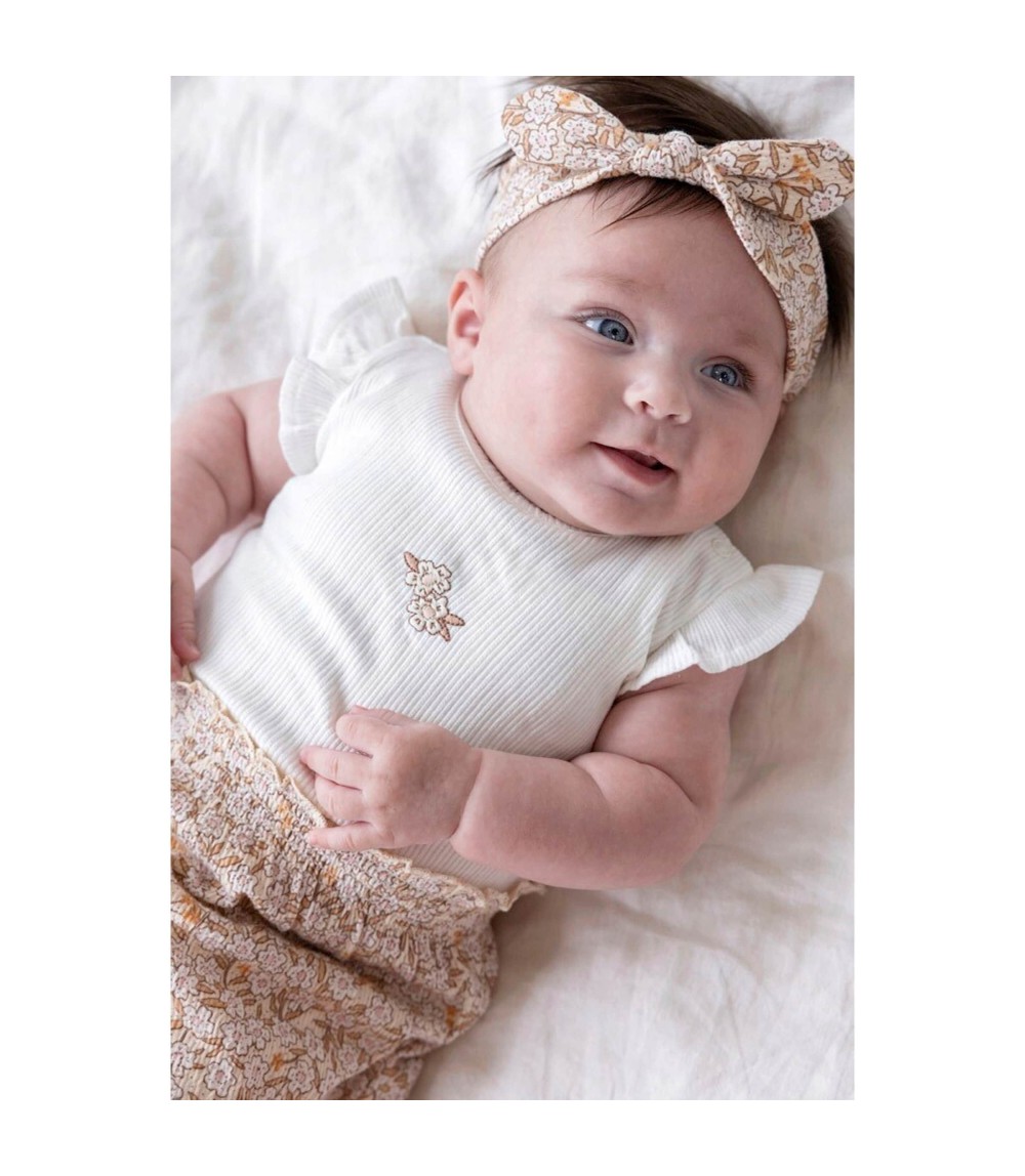 Krepp-Kleid Flügelarm Blumen Rippqualität