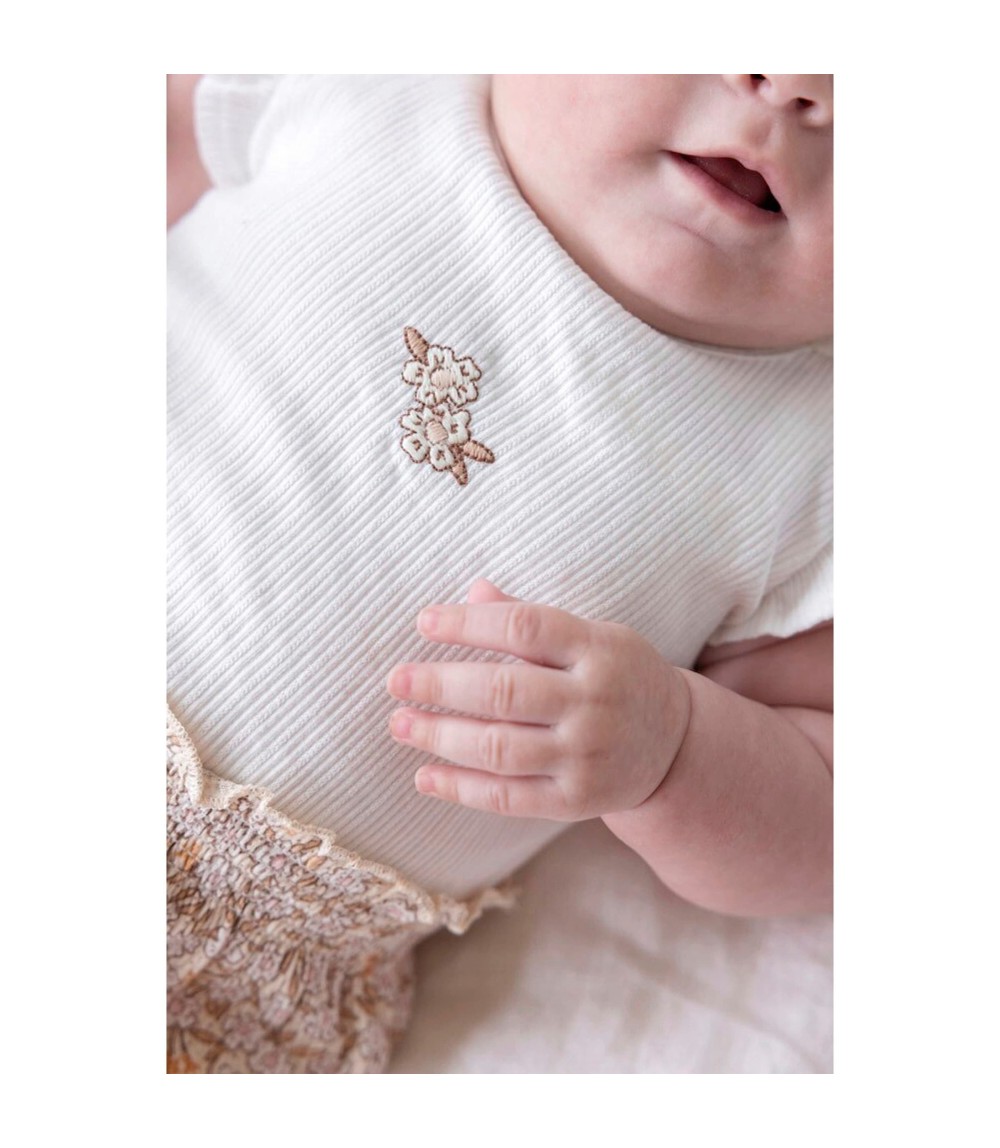 Krepp-Kleid Flügelarm Blumen Rippqualität