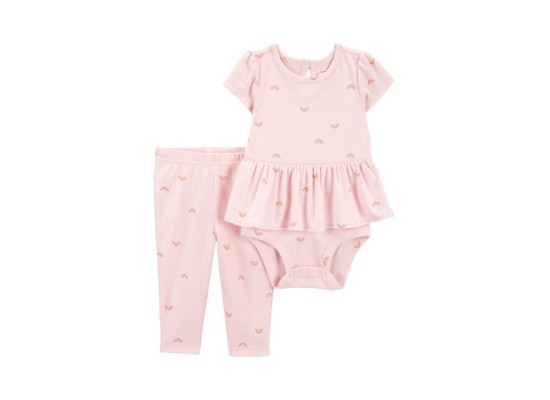 2-tlg. Set Body kurzarm und Leggings Regenbogen Rippqualität