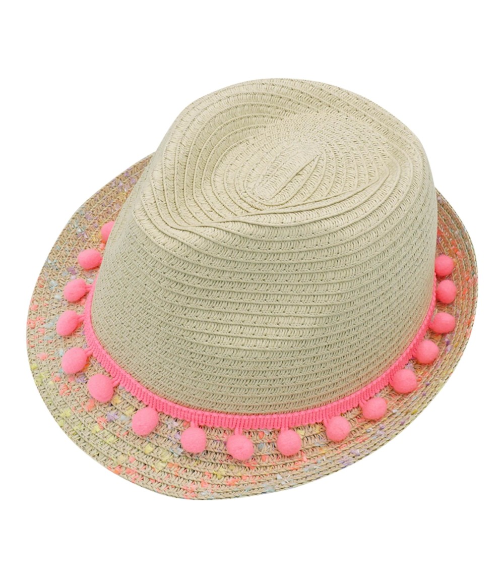Strohhut mit Pompons