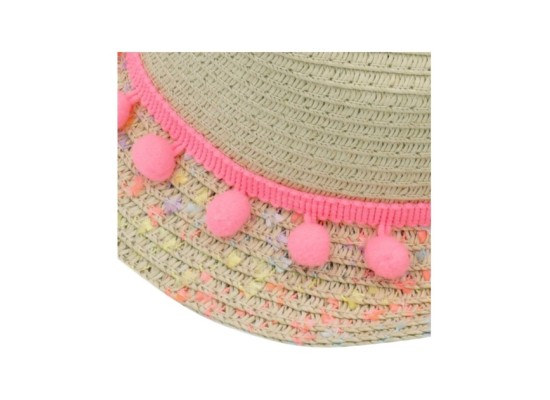 Strohhut mit Pompons