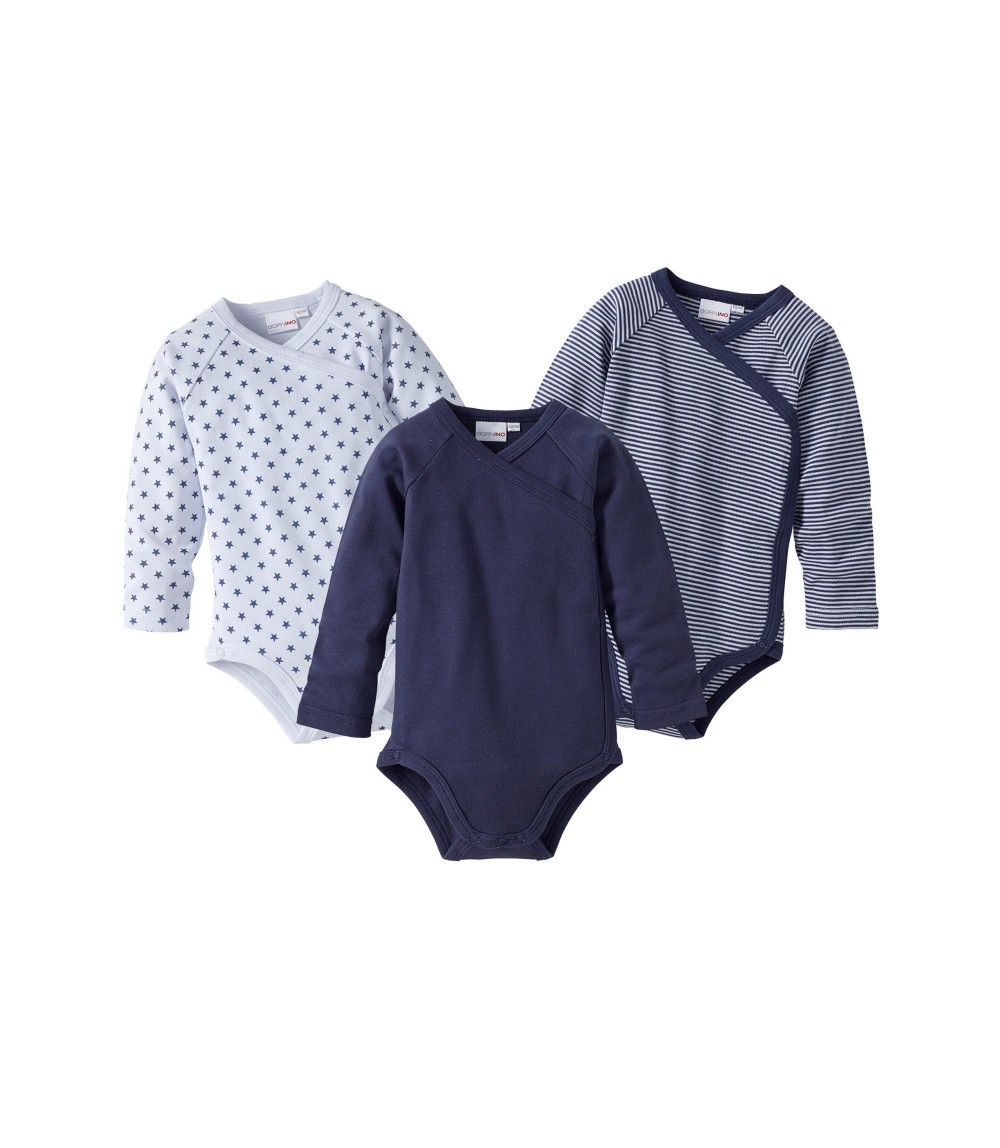 3er-Pack Wickelbodys langarm