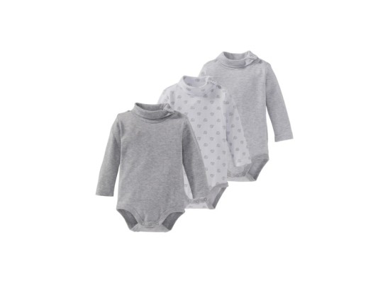 3er-Pack Bodys langarm mit Rollkragen