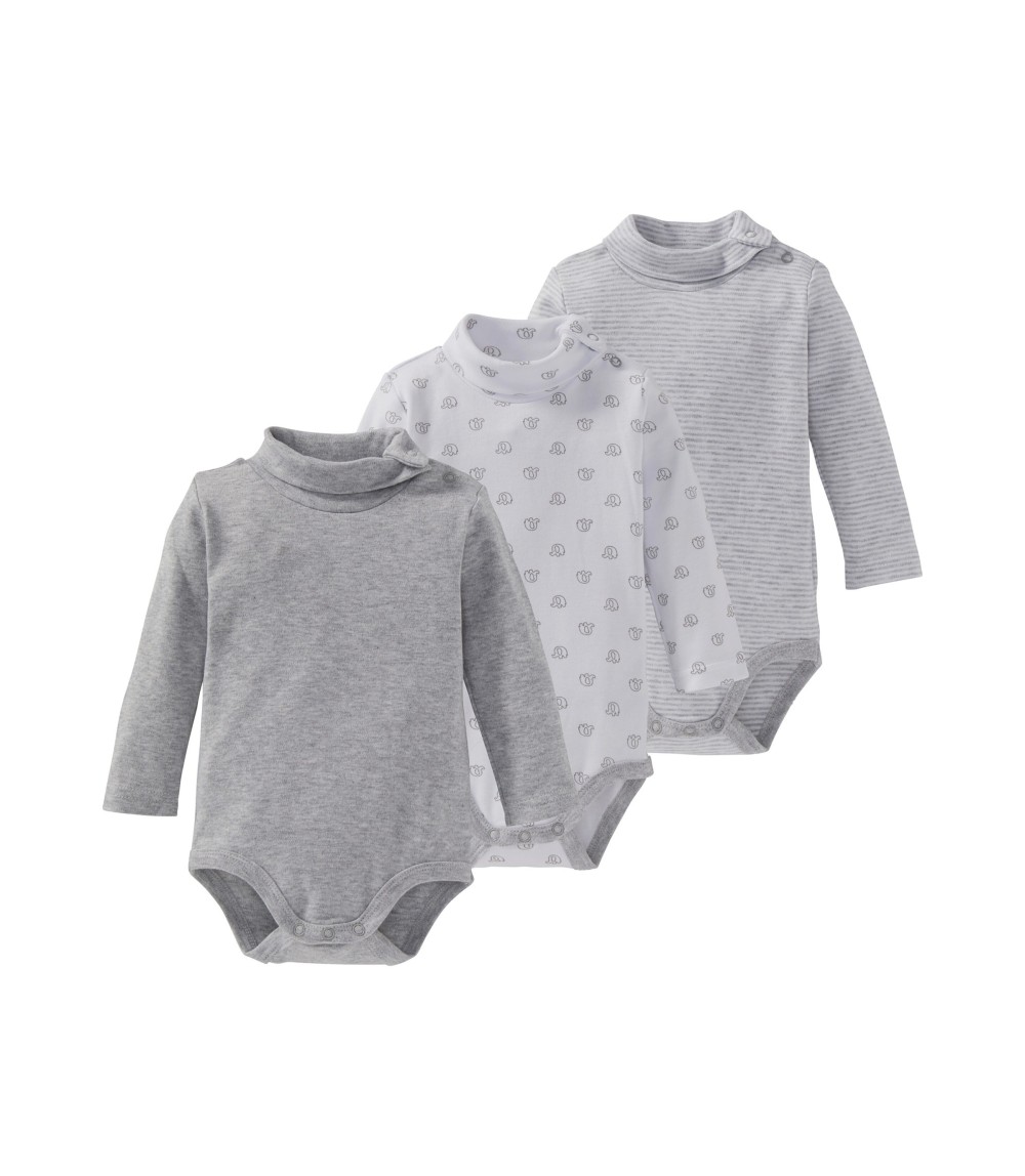 3er-Pack Bodys langarm mit Rollkragen