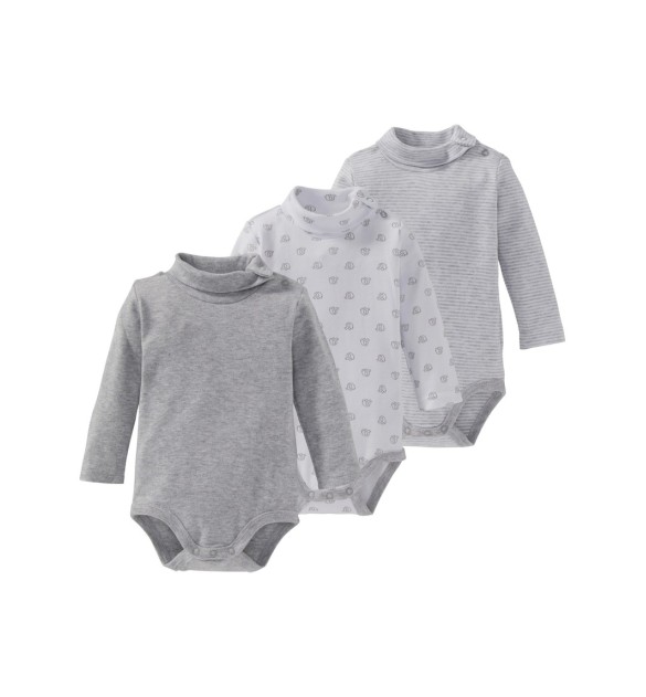 3er-Pack Bodys langarm mit Rollkragen