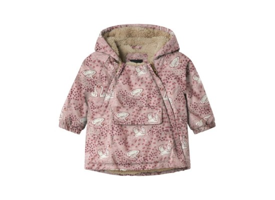 Winterjacke mit Kapuze Plüschfutter Schwäne