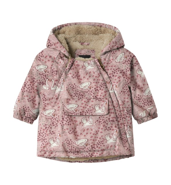 Winterjacke mit Kapuze Plüschfutter Schwäne