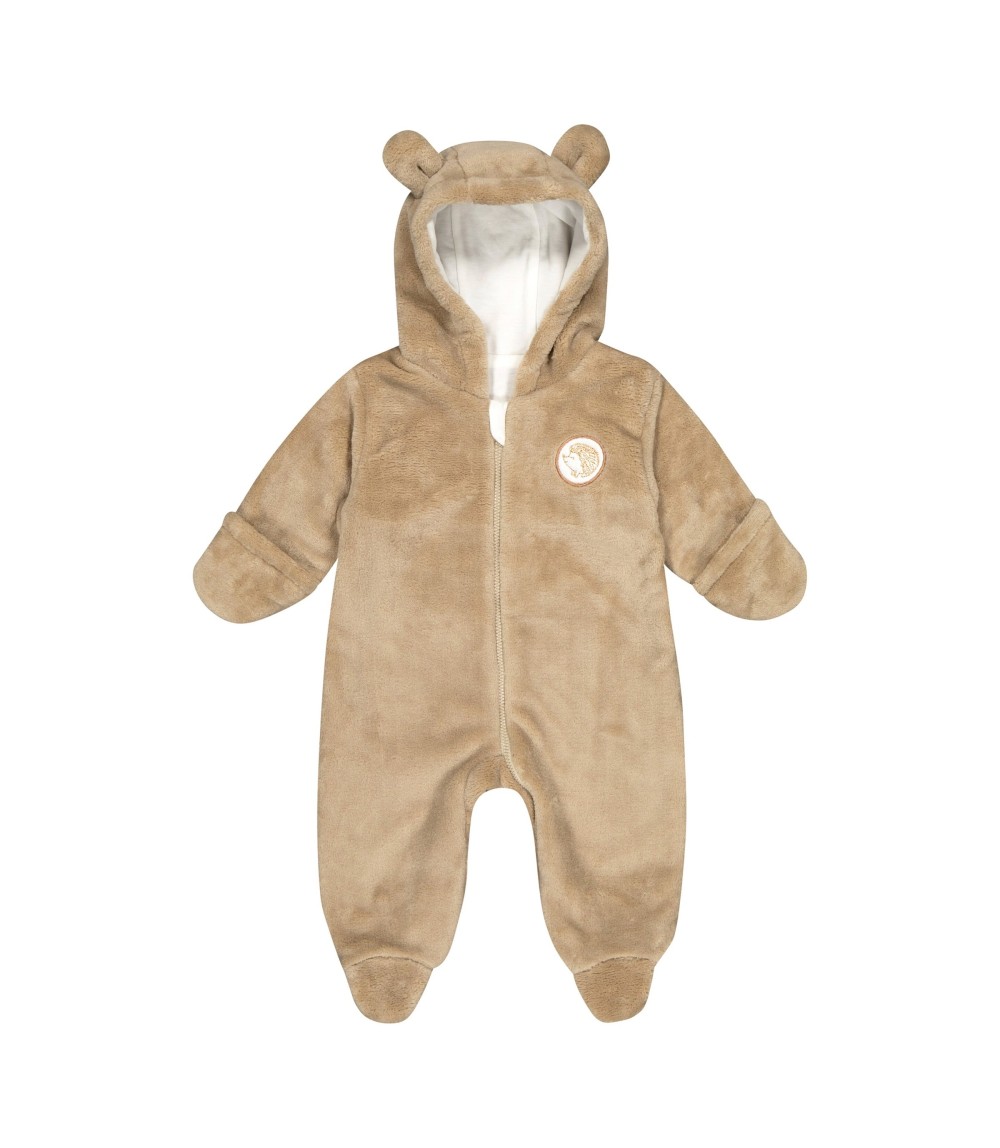 Plüschoverall mit Fuß und Kapuze mit Ohren