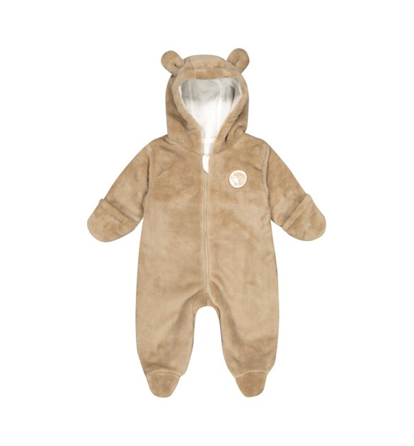 Plüschoverall mit Fuß und Kapuze mit Ohren