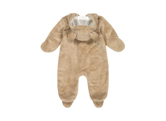 Plüschoverall mit Fuß und Kapuze mit Ohren