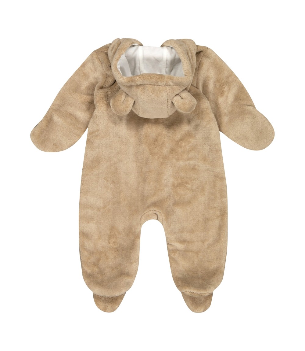 Plüschoverall mit Fuß und Kapuze mit Ohren