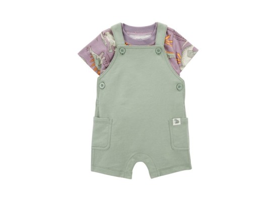 2-tlg. Set T-Shirt und Latzhose kurz Dinos