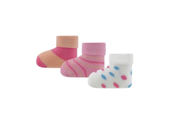 3er-Pack Erstlingssocken Punkte Ringel