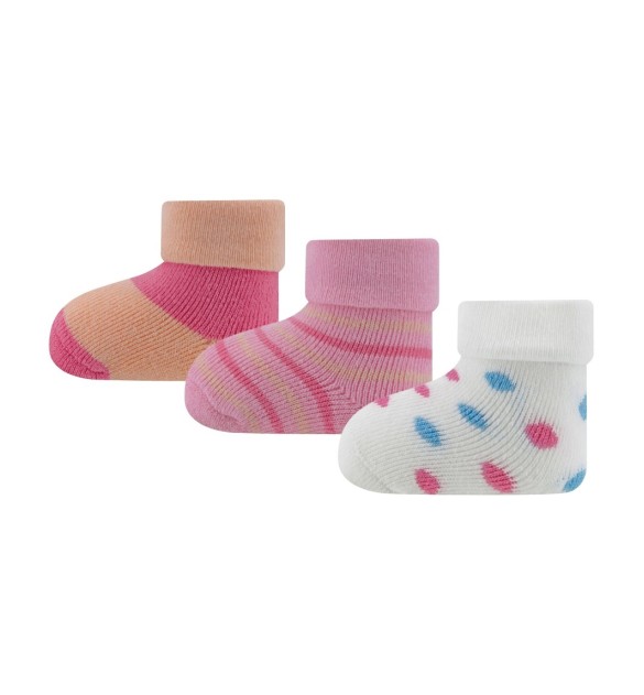 3er-Pack Erstlingssocken Punkte Ringel