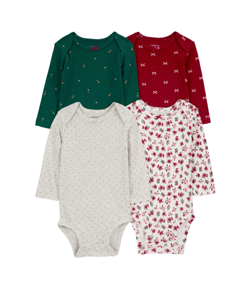 4er-Pack Bodys langarm Weihnachten