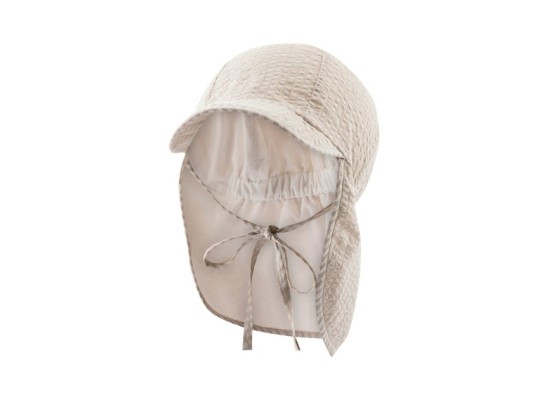 Seersucker-Schirmmütze mit Nacken- und UV-Schutz