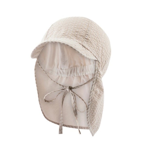 Seersucker-Schirmmütze mit Nacken- und UV-Schutz