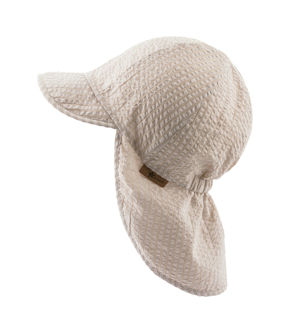 Seersucker-Schirmmütze mit Nacken- und UV-Schutz