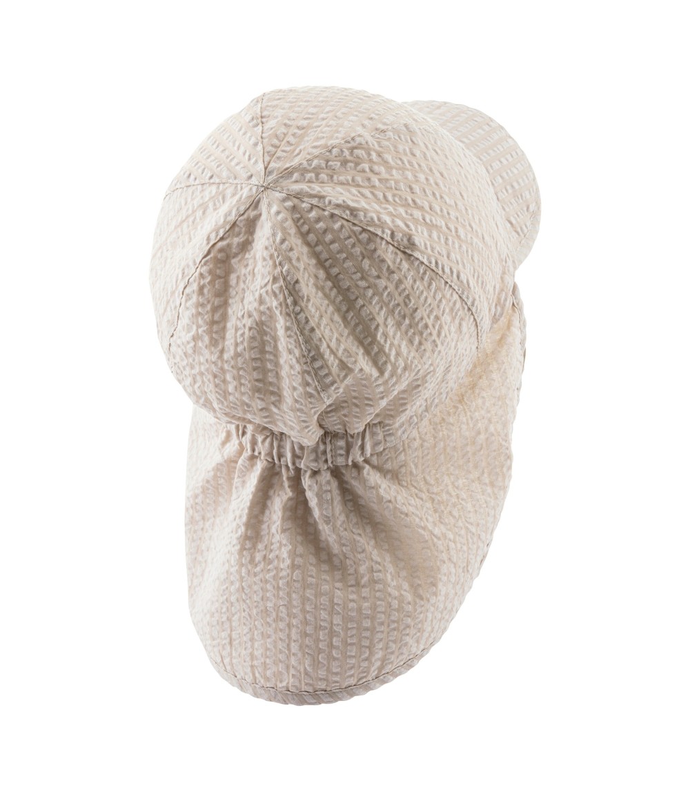 Seersucker-Schirmmütze mit Nacken- und UV-Schutz