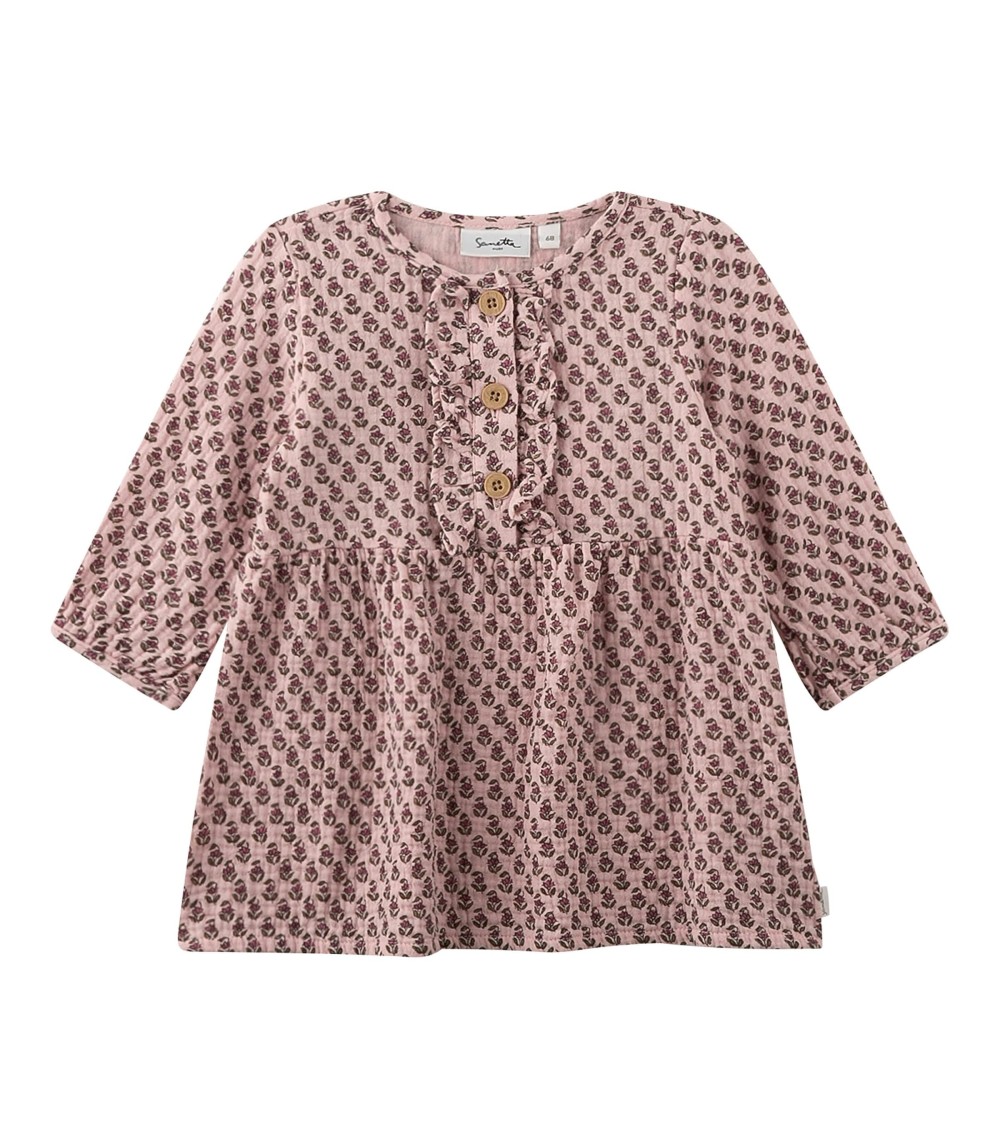 Musselin-Kleid langarm Blumen