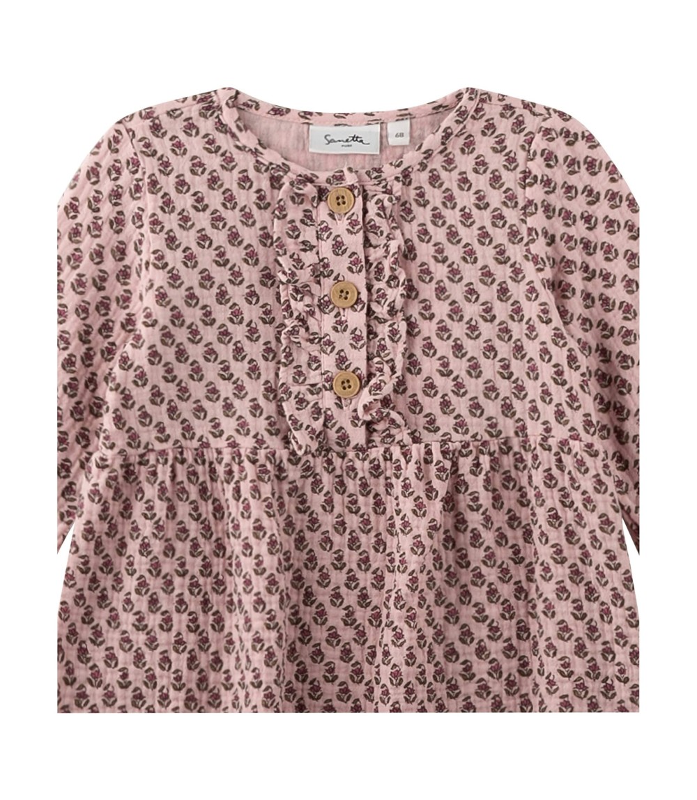 Musselin-Kleid langarm Blumen