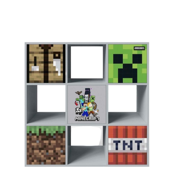 Regal mit 4 Fächern und 5 Türen