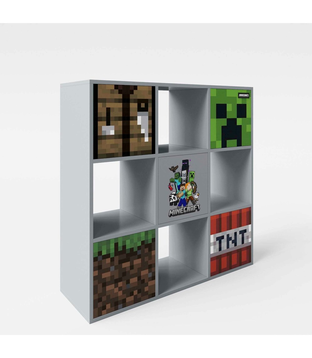 Regal mit 4 Fächern und 5 Türen, Push-Open MINECRAFT