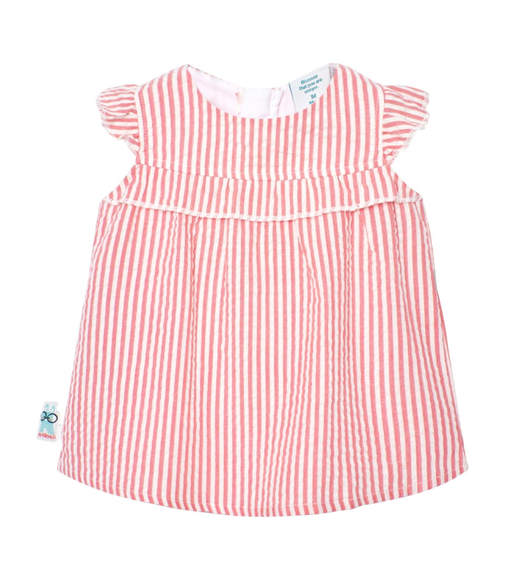 Seersucker-Kleid Flügelarm Ringel