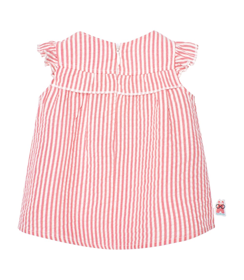 Seersucker-Kleid Flügelarm Ringel