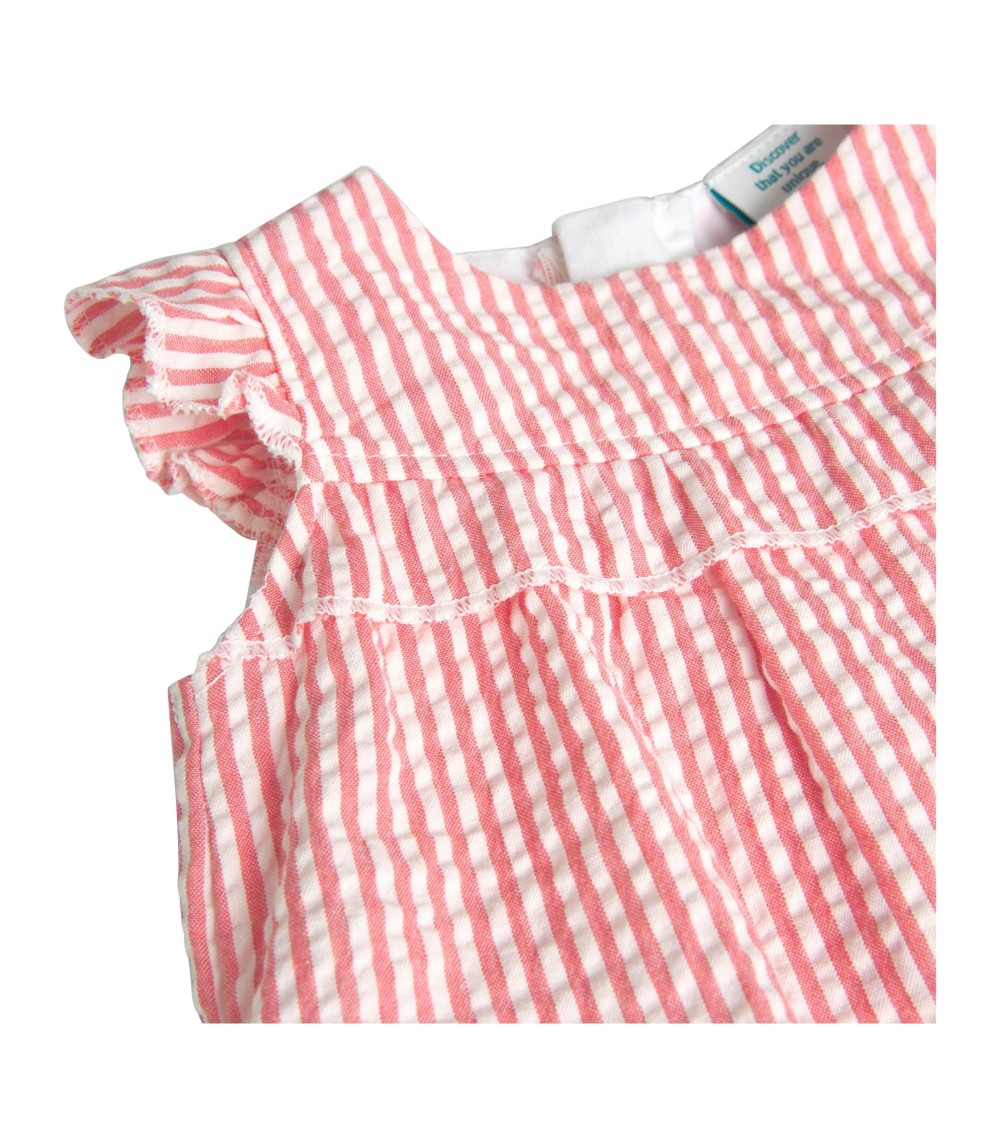 Seersucker-Kleid Flügelarm Ringel