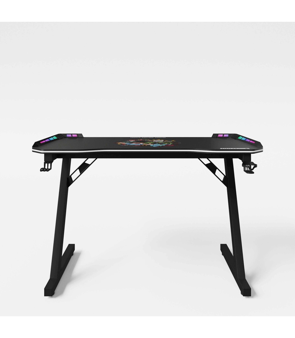 Gaming Tisch mit LED, Becher- und Headphonehalterung, Z-Fuß aus Metall