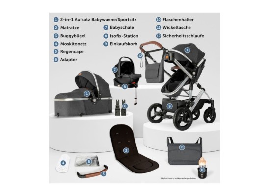 Kinderwagen Nizza + Babyschale + Isofix-Station