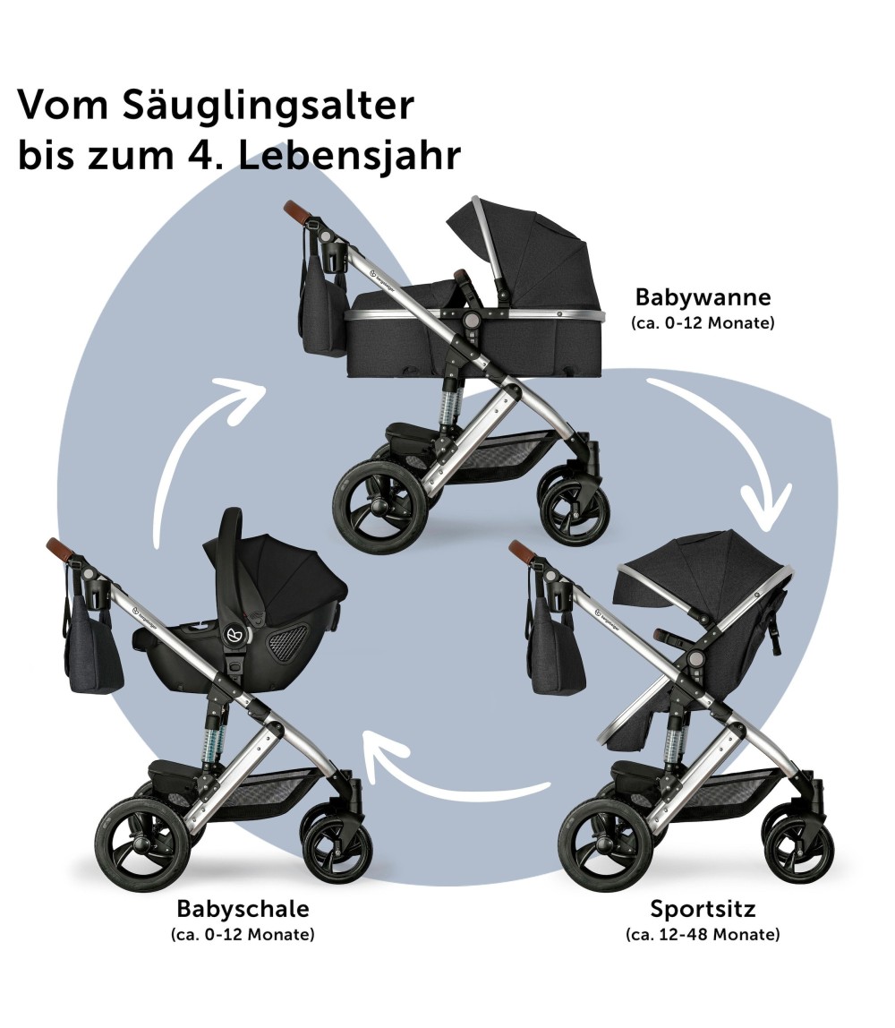 Kinderwagen Nizza + Babyschale + Isofix-Station