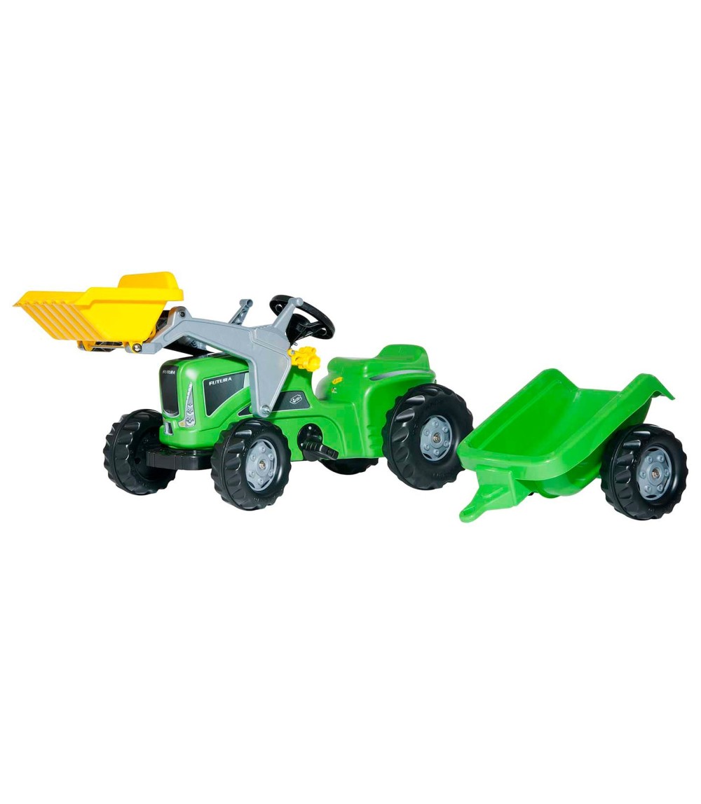Trettraktor rollyKiddy Futura mit Frontlader und Anhänger