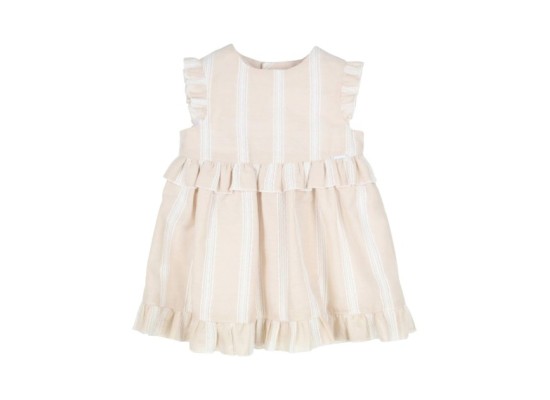 Webkleid Flügelarm Streifen Rüschen