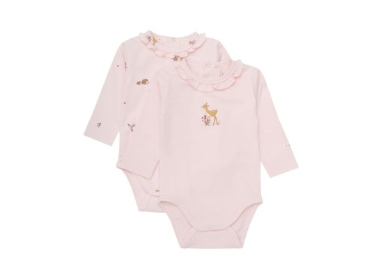 2er-Pack Bodys langarm Rüschenkragen Reh