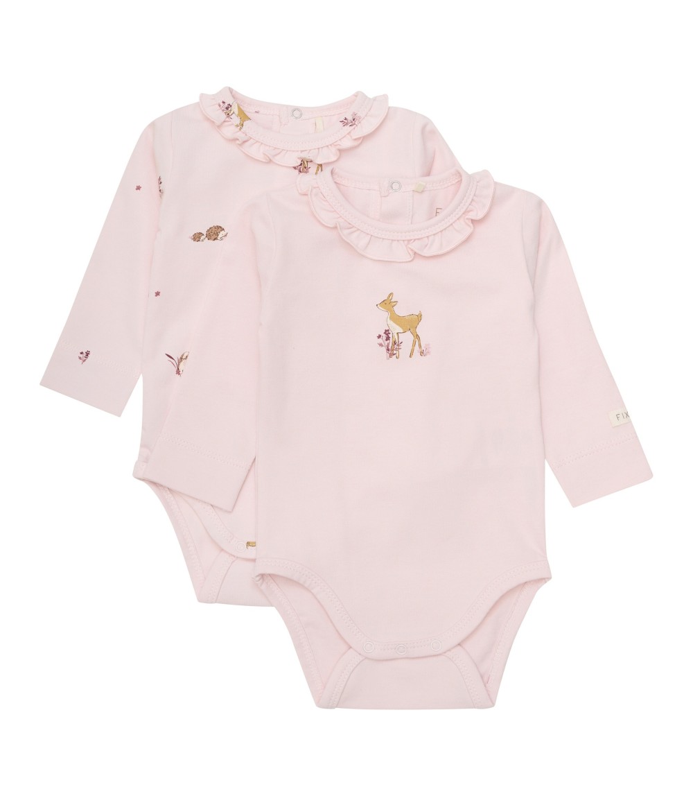 2er-Pack Bodys langarm Rüschenkragen Reh