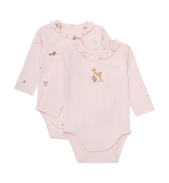 2er-Pack Bodys langarm Rüschenkragen Reh