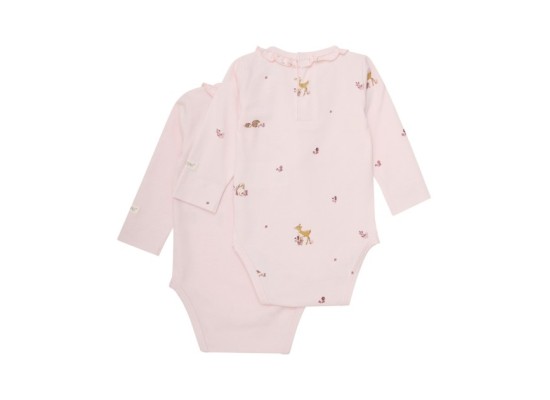 2er-Pack Bodys langarm Rüschenkragen Reh