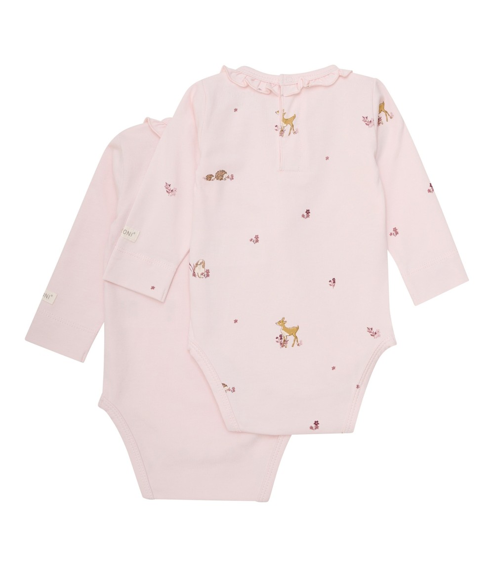 2er-Pack Bodys langarm Rüschenkragen Reh
