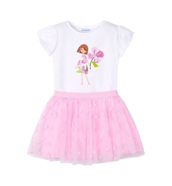 2-tlg. Set T-Shirt und Tüllrock Blumen