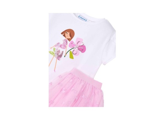 2-tlg. Set T-Shirt und Tüllrock Blumen