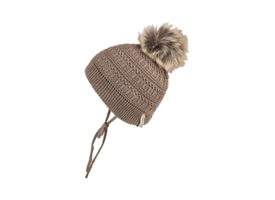 Winter-Strickmütze mit Bommel Fake Fur