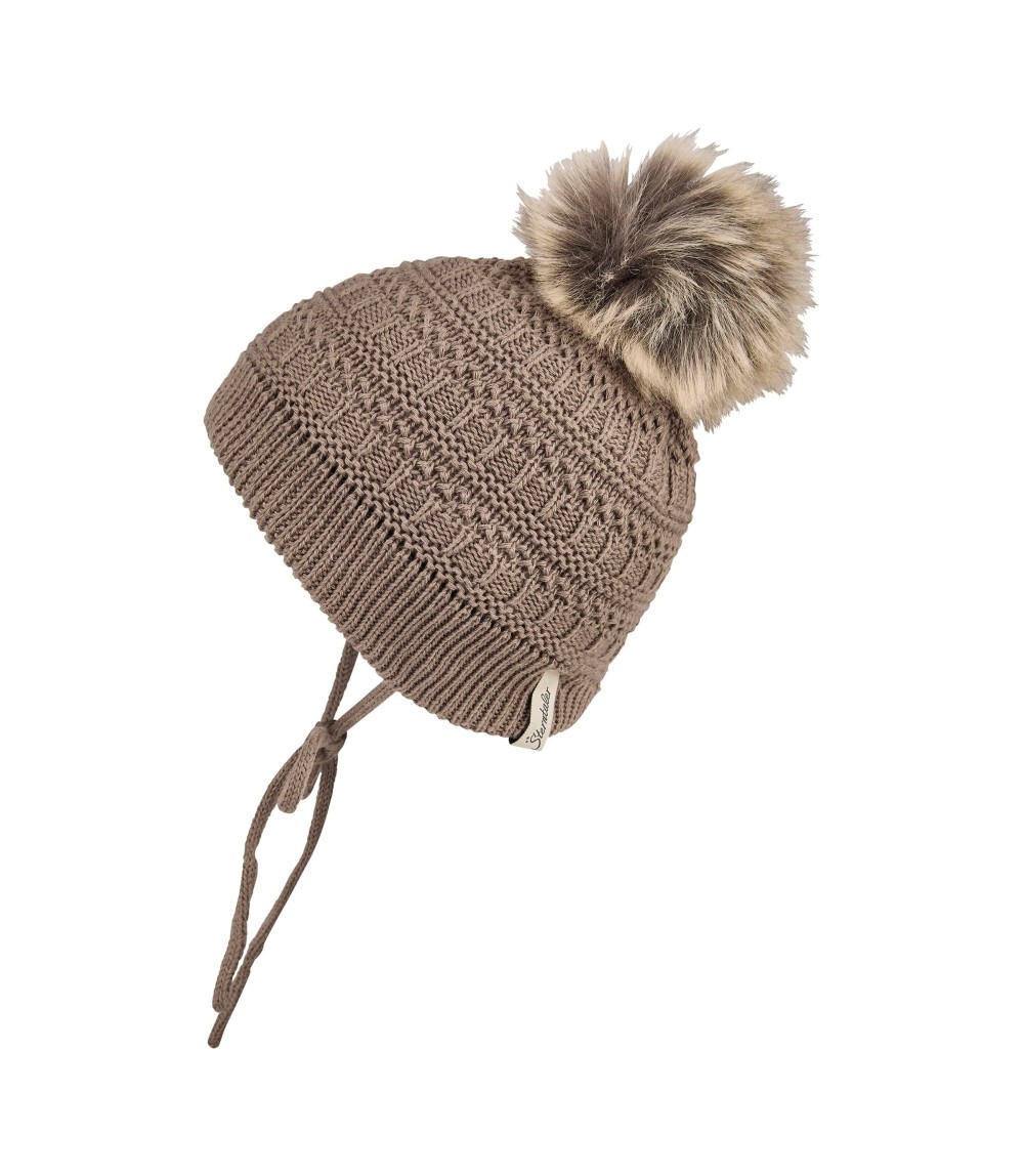 Winter-Strickmütze mit Bommel Fake Fur