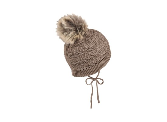 Winter-Strickmütze mit Bommel Fake Fur