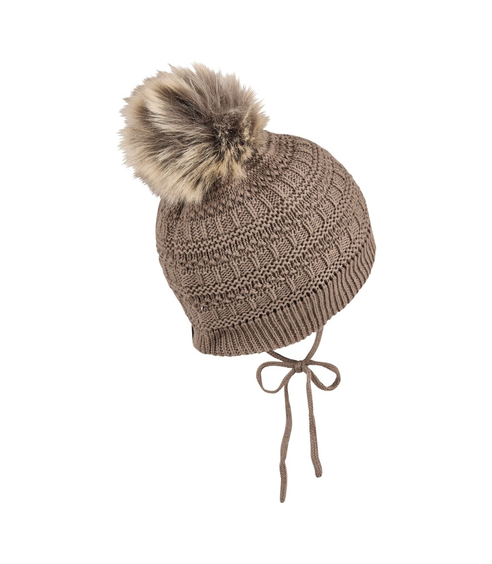 Winter-Strickmütze mit Bommel Fake Fur