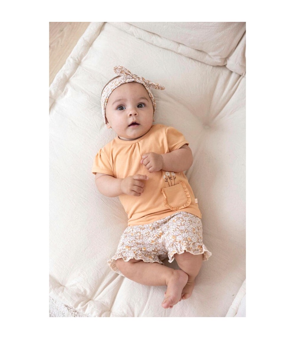 Krepp-Shorts Blumen Rüschen