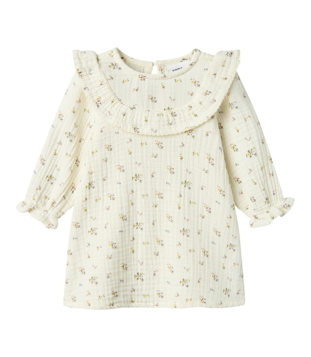 Musselin-Kleid langarm Blumen