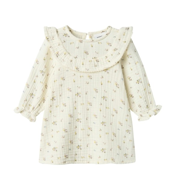 Musselin-Kleid langarm Blumen